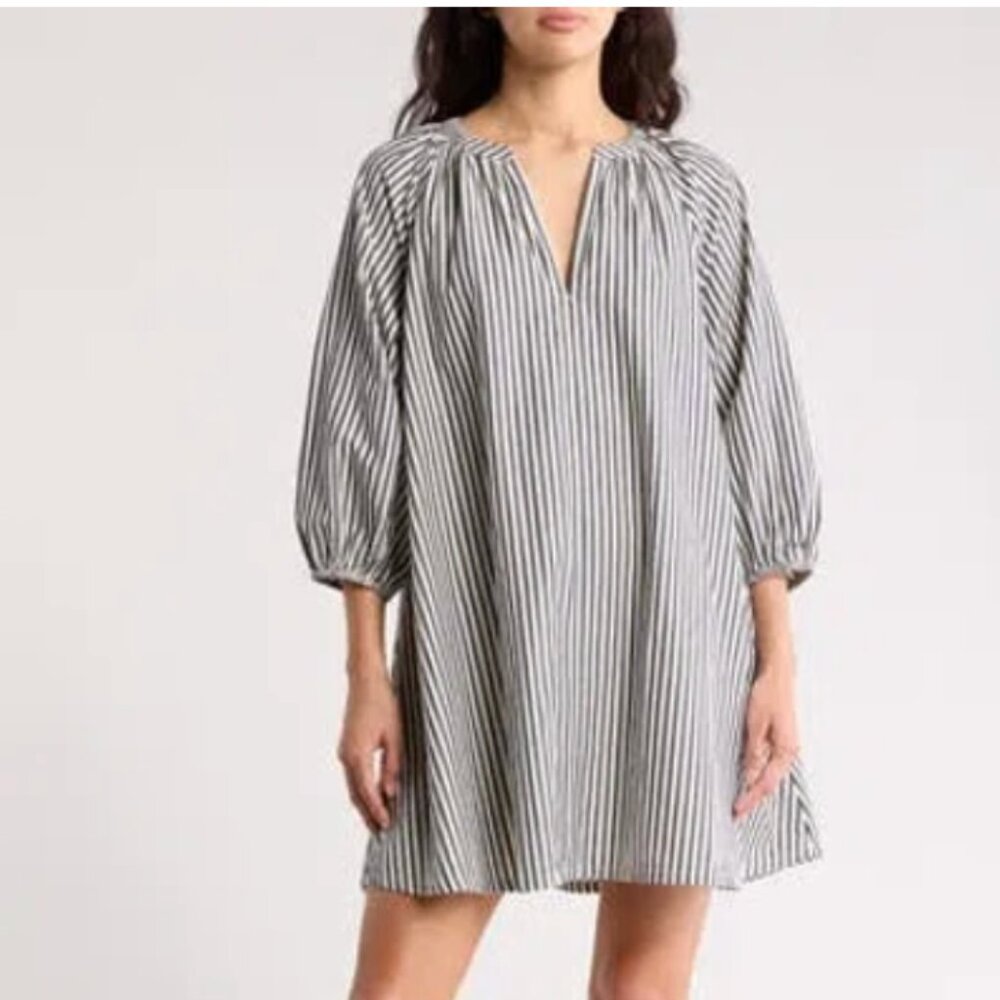 Melrose and Market Striped Cotton Poplin Mini Dress | Size XS